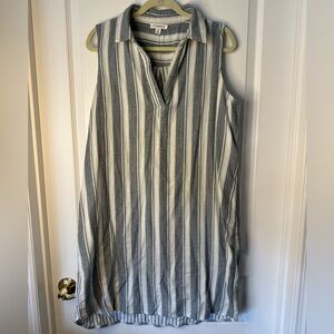 beachlunchlounge Blue and White Striped Tunic Dress XL